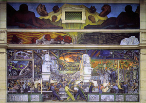 里維拉繪製的壁畫〈底特律工業〉北牆部份