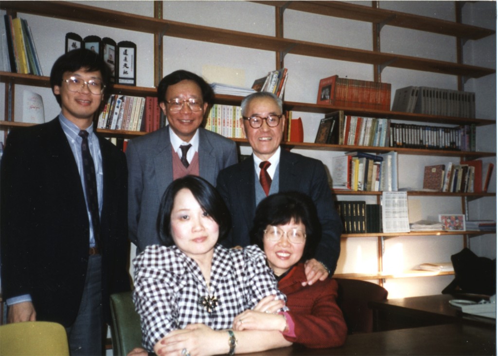 前左起叢甦，王洞，後左起王德威，李毆凡，夏志清　（叢甦提供）